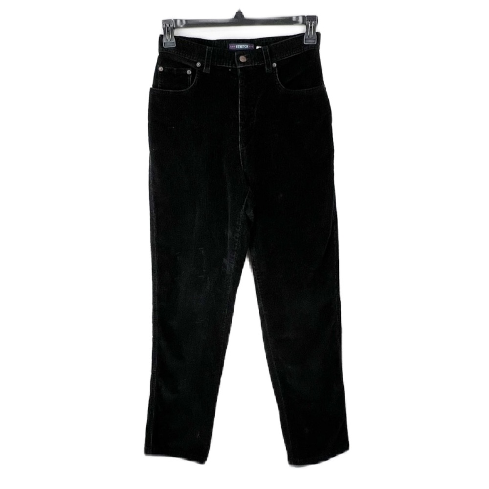 Bill Blass Jeans Stretch Black Corduroy Straight Leg Jeans Women's 6